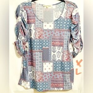 Patchwork Print Women's Top